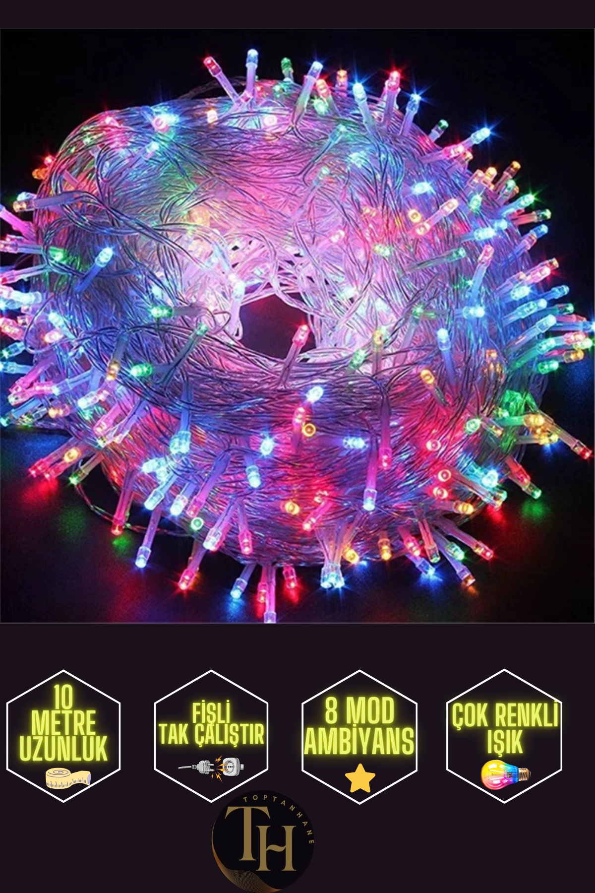 10 Metre 100 Ledli Fişli Led Işık RGB 
