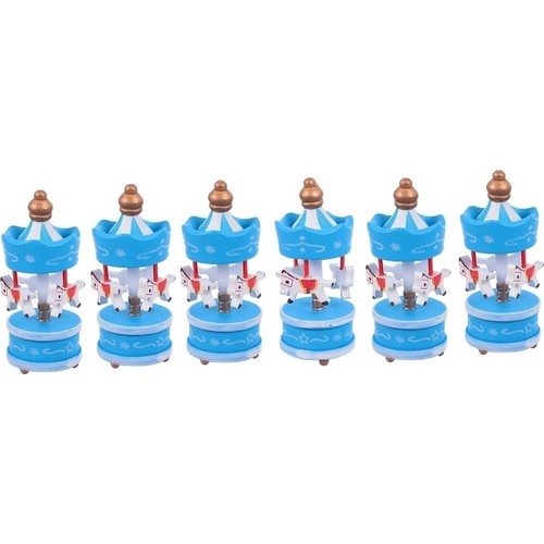 Mini Atlı Karınca Mavi 6lı Set Nostaljik El Yapımı Hediyelik Süs Eşya