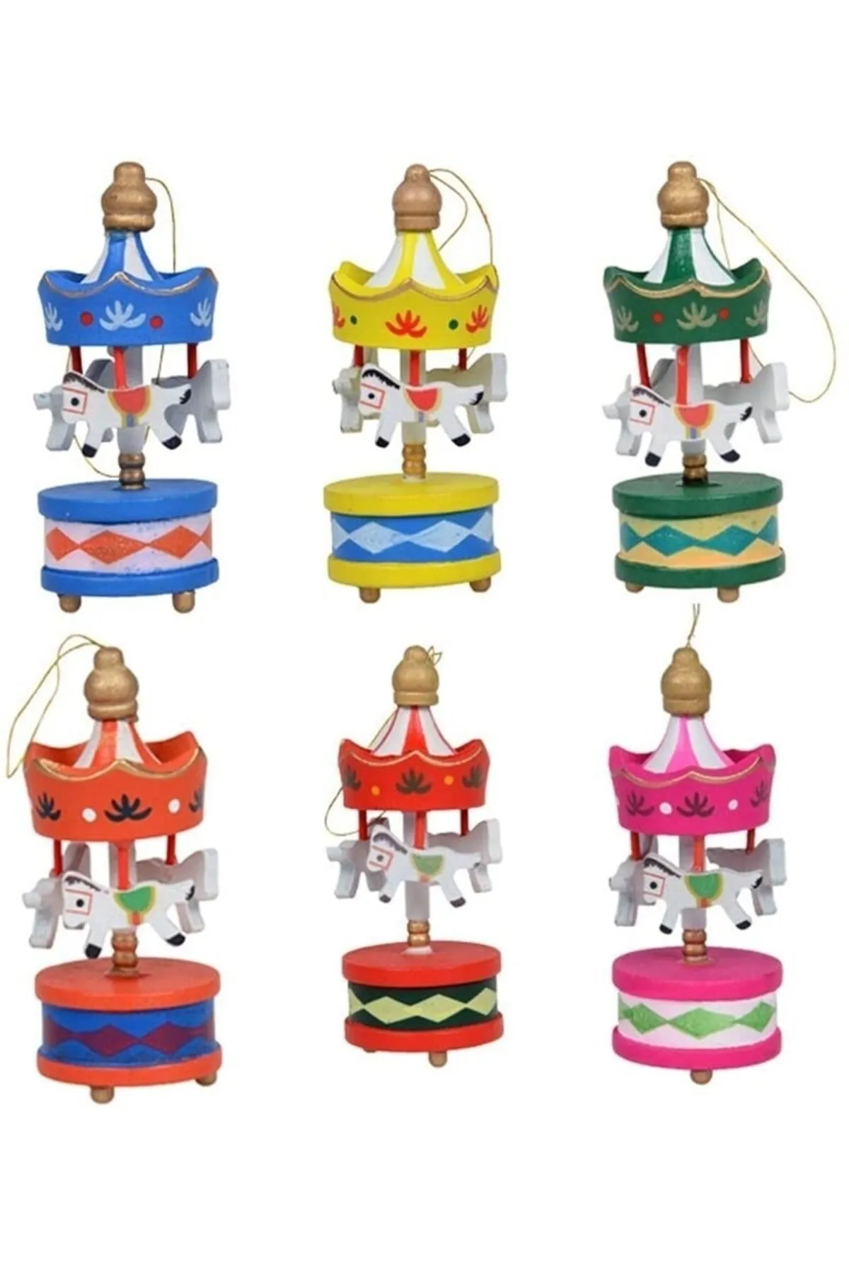 Mini Atlı Karınca Karışık Renkli 6lı Set Nostaljik El Yapımı Hediyelik Süs Eşya