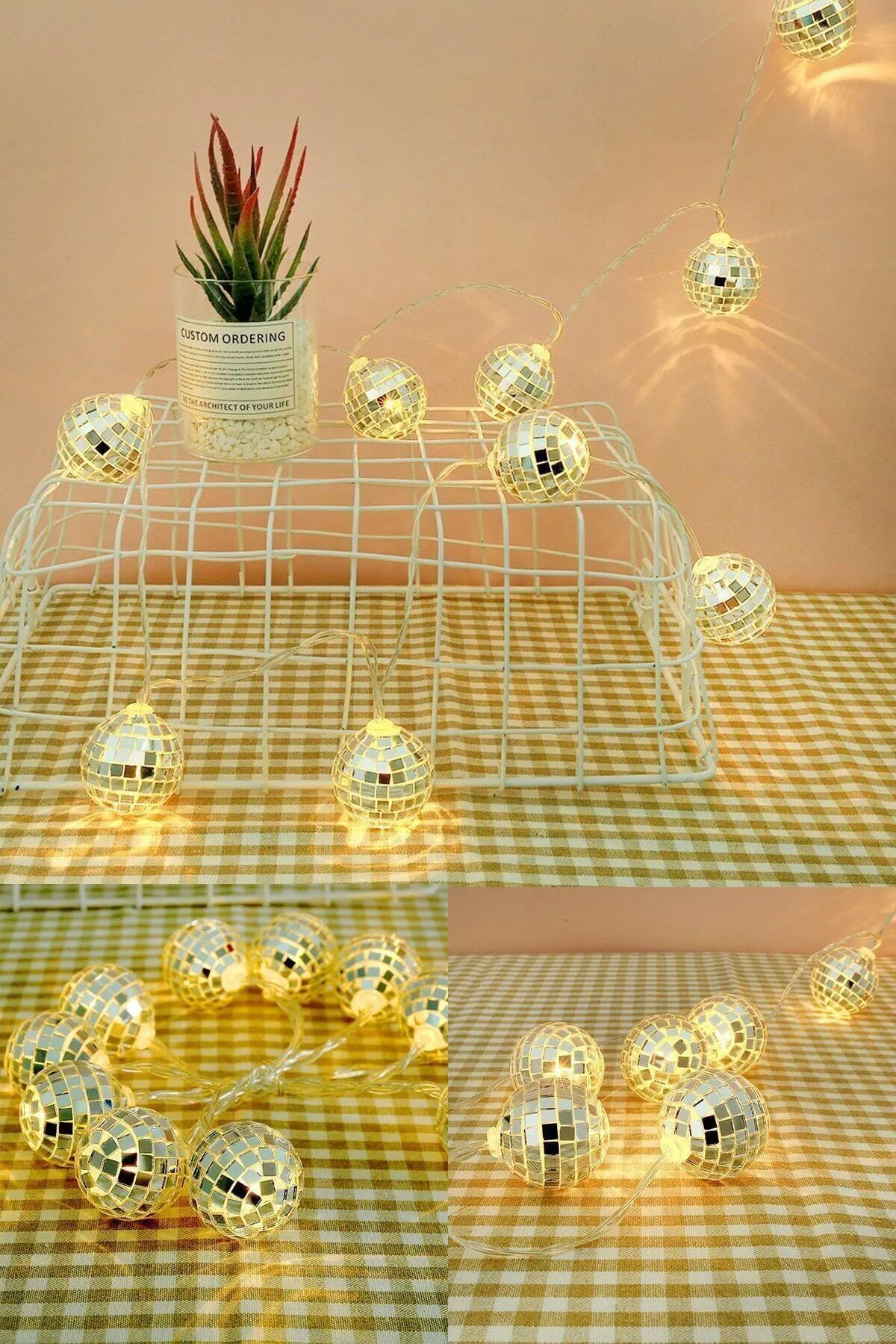 Dekoratif Mini Aynalı Disko Topu Şeklinde 10’lu Led Zinciri Pilli 