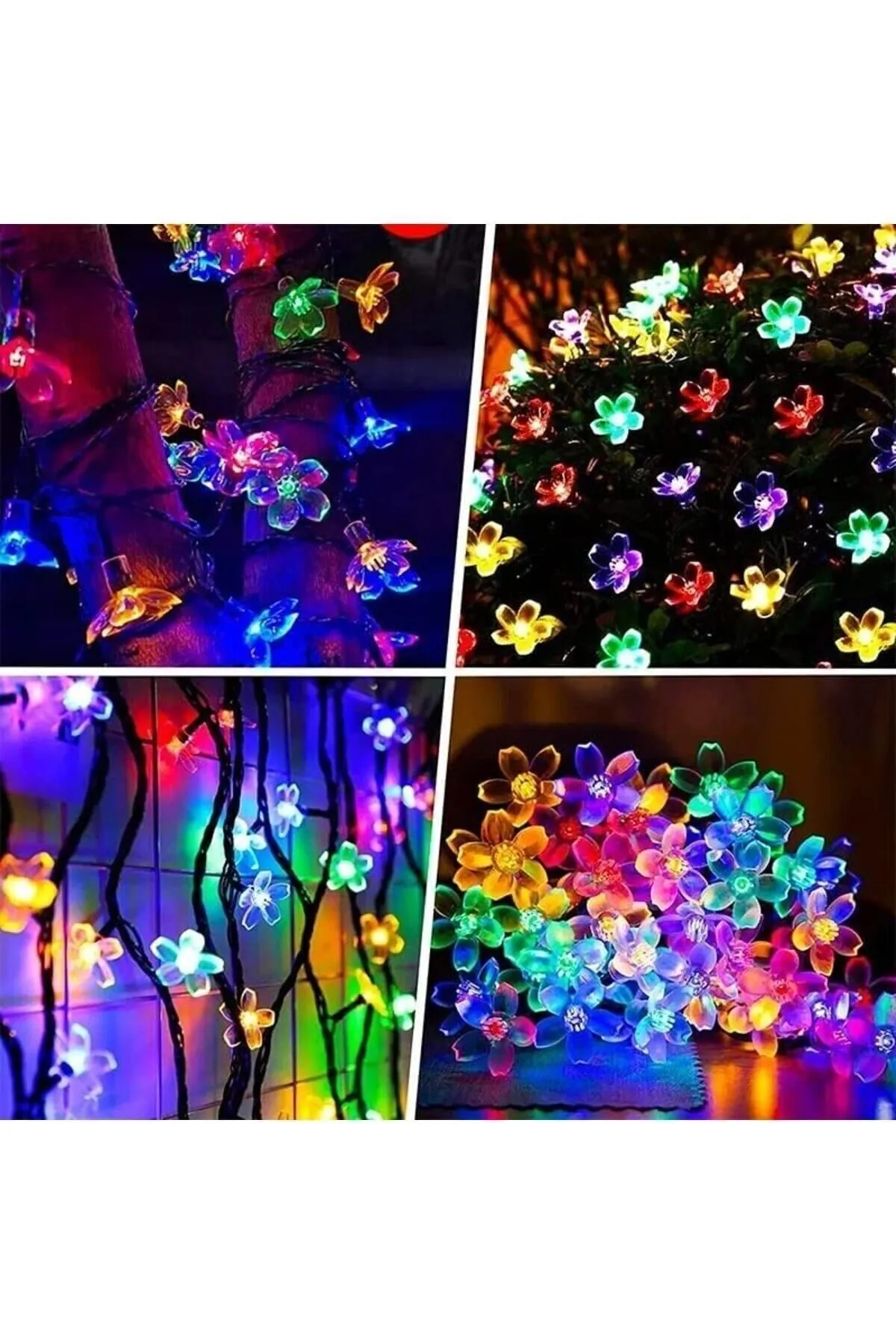 Güneş Enerjili 50 Ledli Solar Çiçekli RGB Aydınlatma 8 Modlu