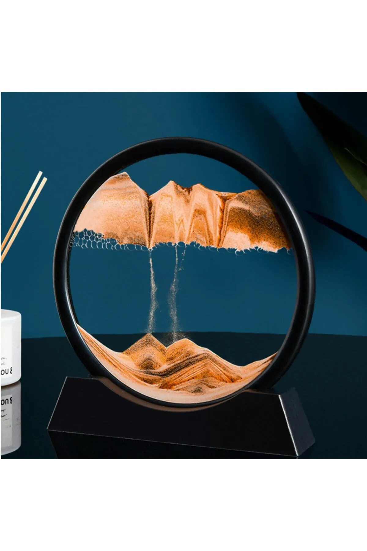 12 Inç Hareketli Kum Saati Sanatı Resim Yuvarlak Cam 3D Derin Deniz Kumu