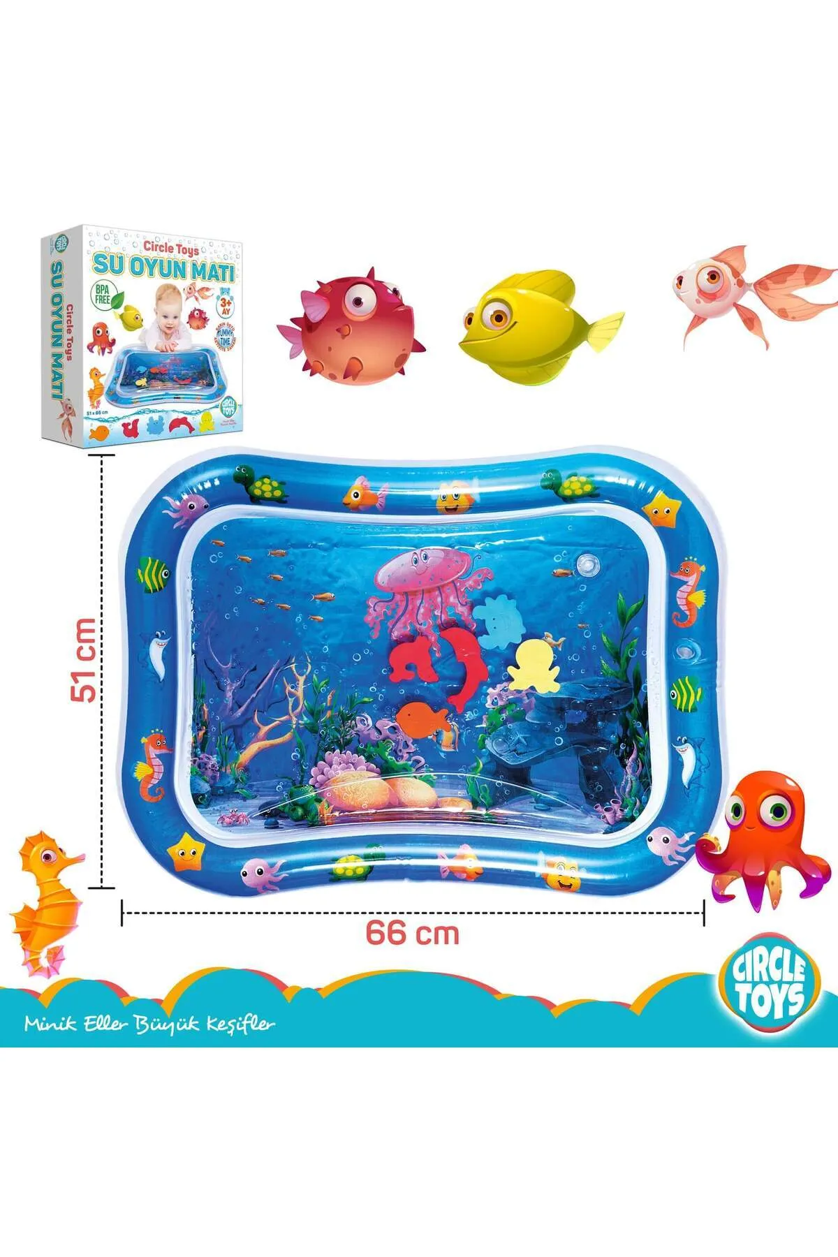 Bebek Su Oyun Matı Tummy Time Karın Üstü Aktivite Mavi Renk