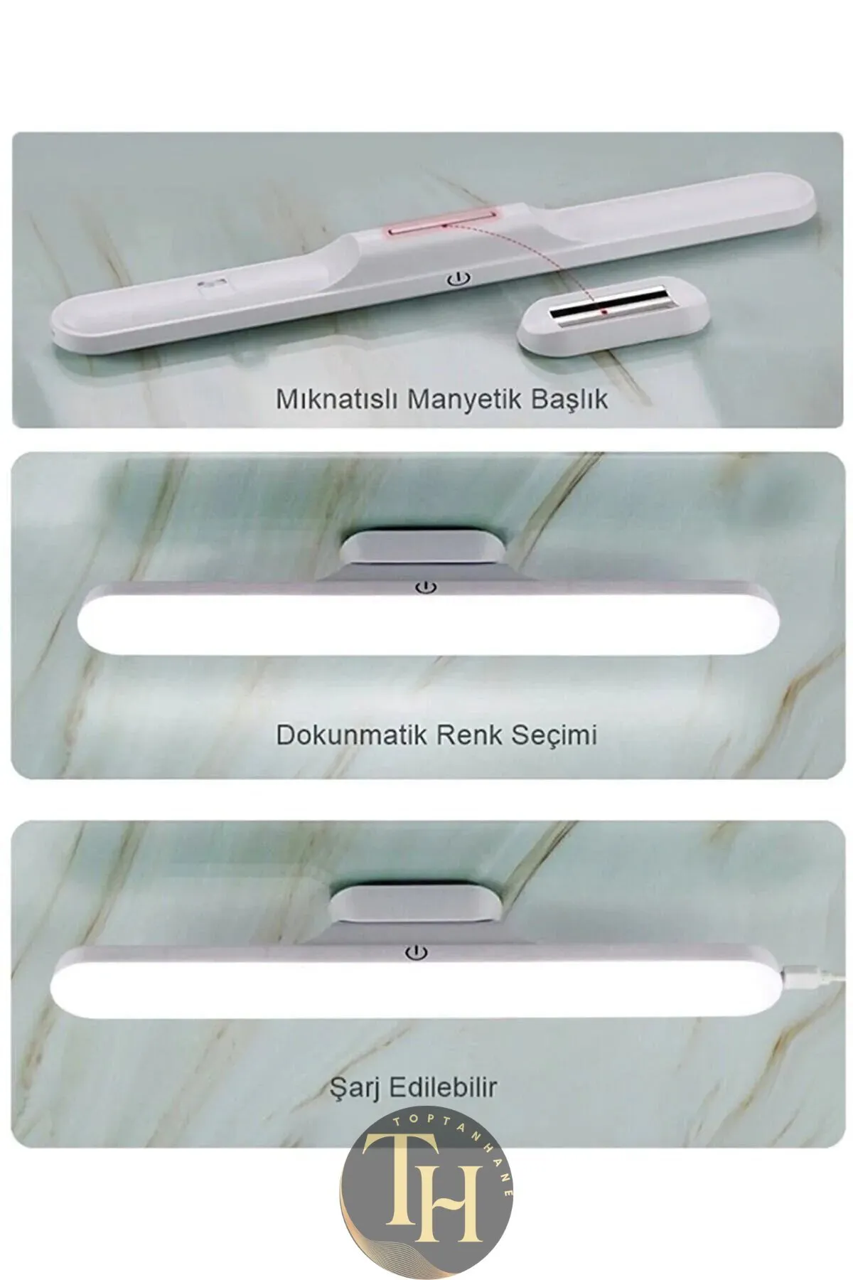Kablosuz Mıknatıslı Şarjlı Led Işık 3 Farklı Işık Rengi