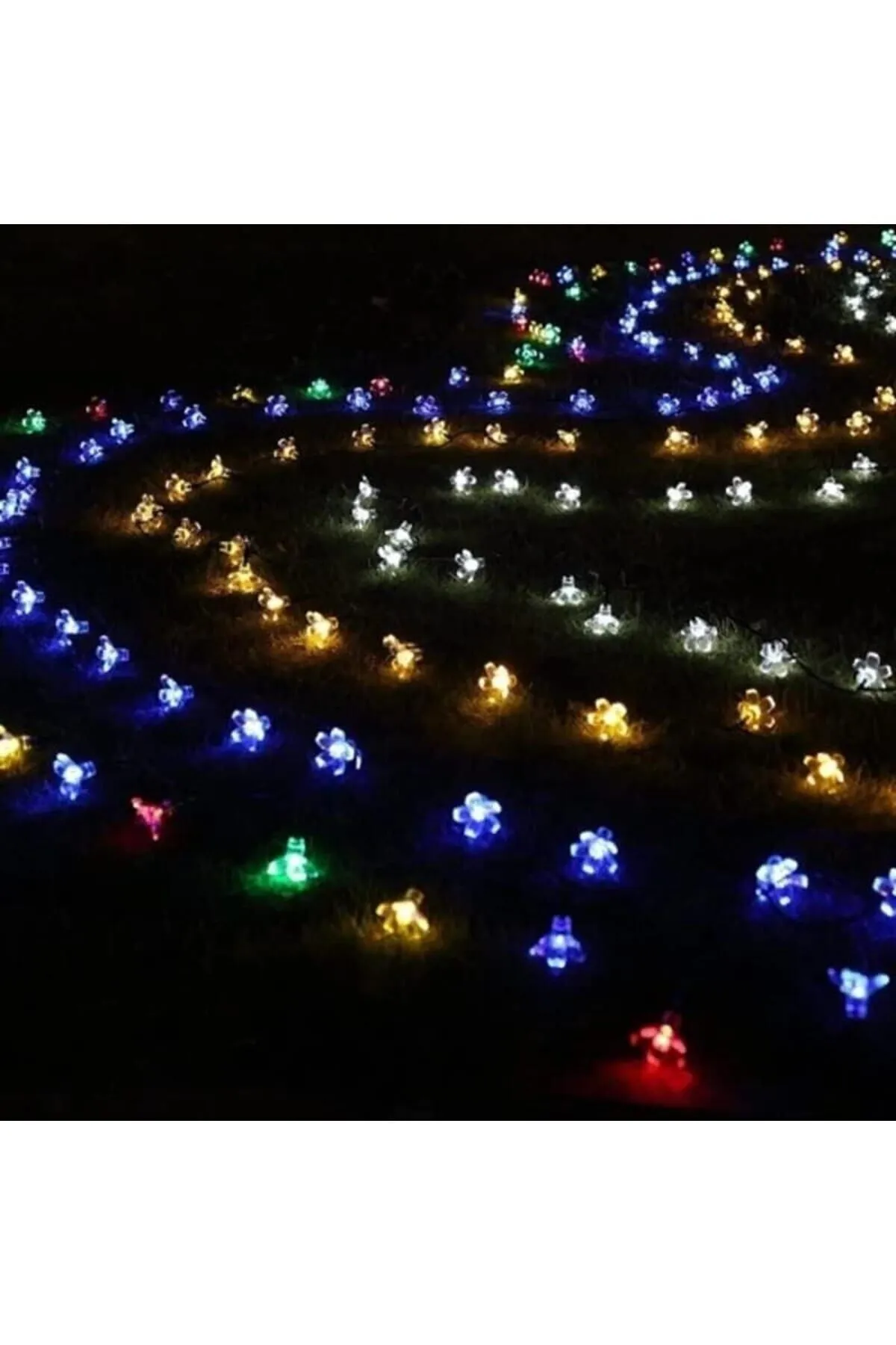 Güneş Enerjili 50 Ledli Solar Çiçekli RGB Aydınlatma 8 Modlu