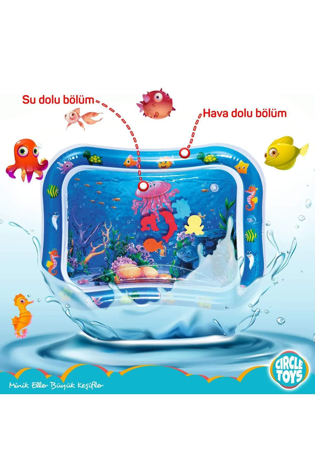 Bebek Su Oyun Matı Tummy Time Karın Üstü Aktivite Mavi Renk