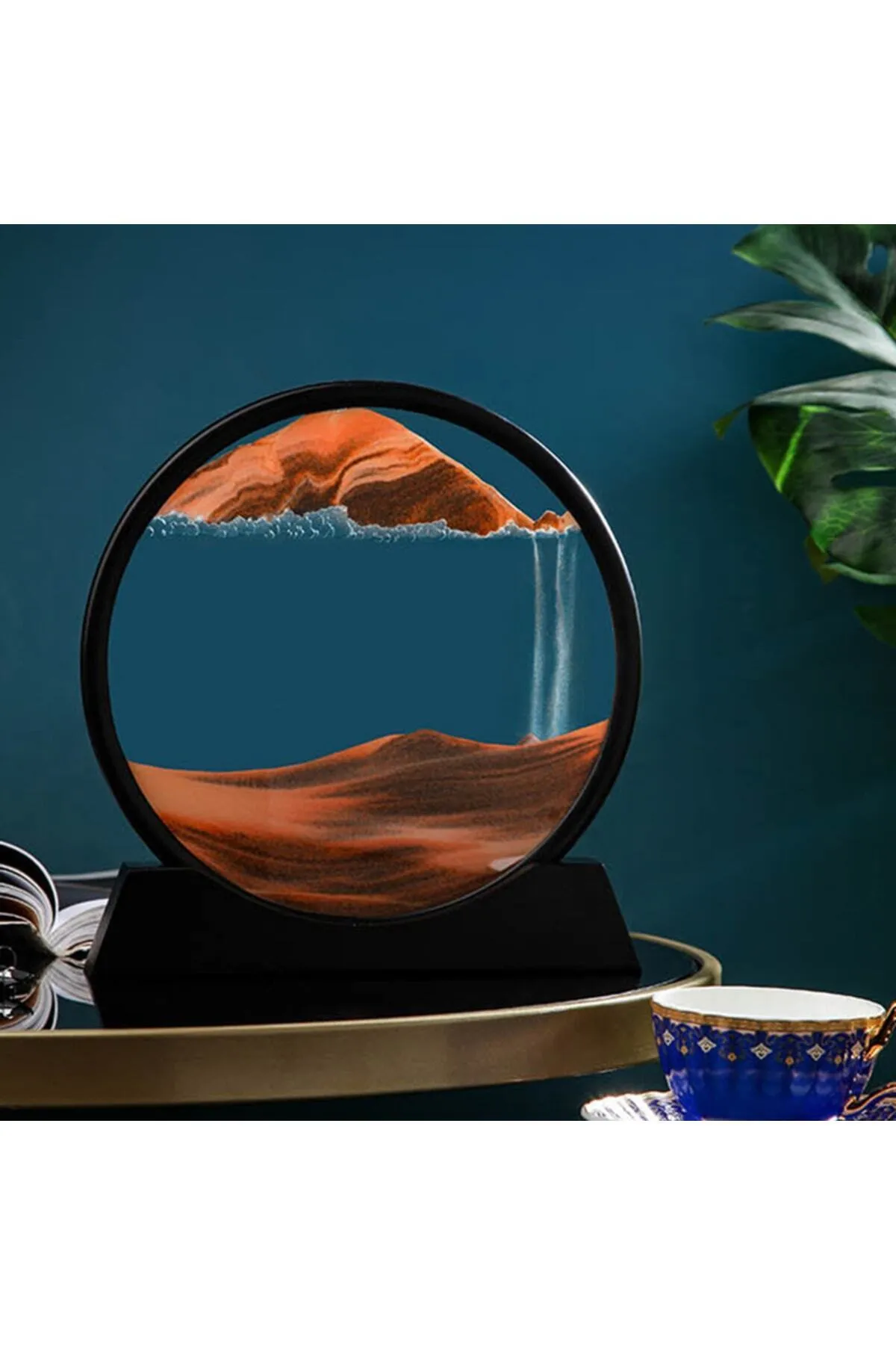 12 Inç Hareketli Kum Saati Sanatı Resim Yuvarlak Cam 3D Derin Deniz Kumu