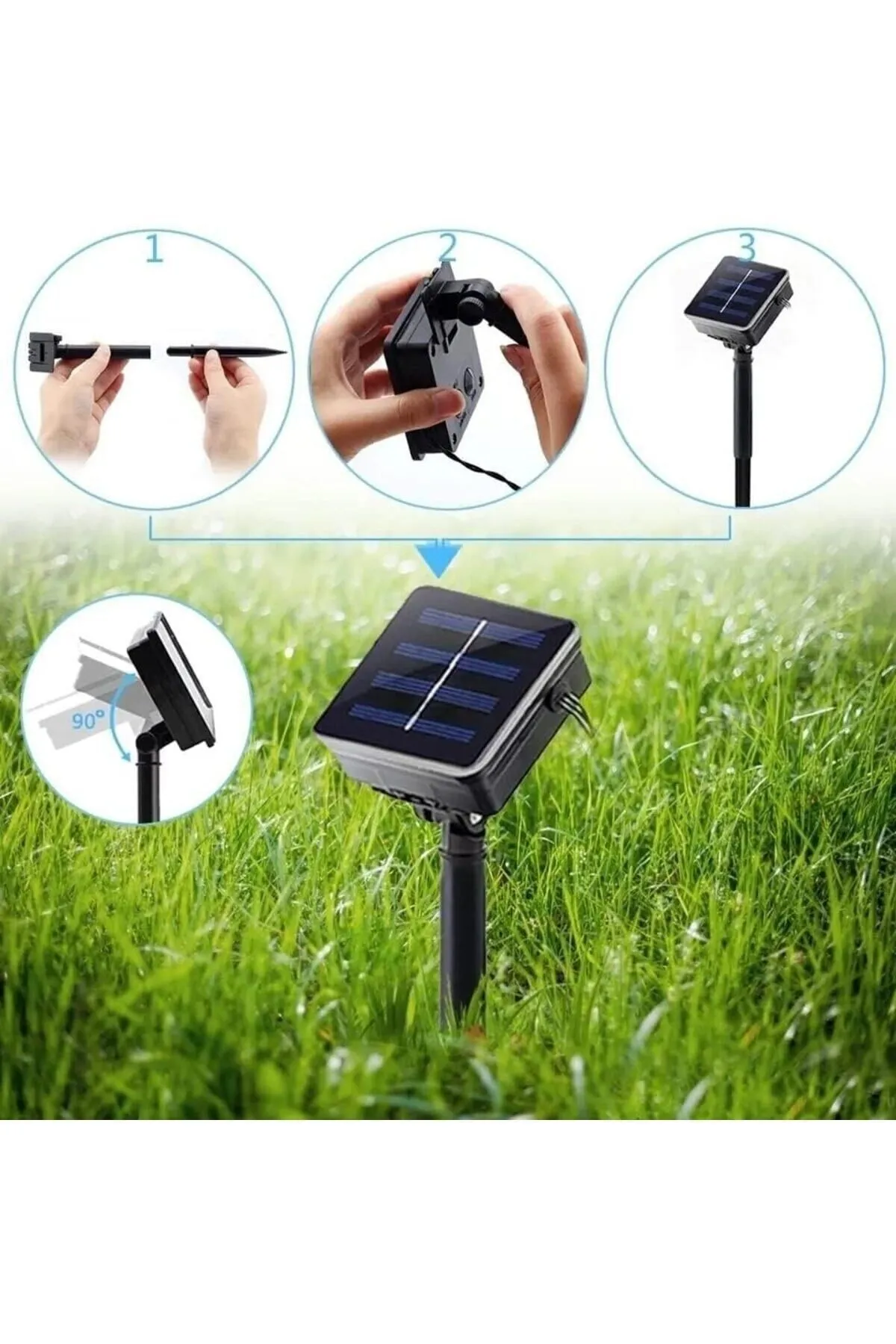 Güneş Enerjili 50 Ledli Solar Çiçekli RGB Aydınlatma 8 Modlu
