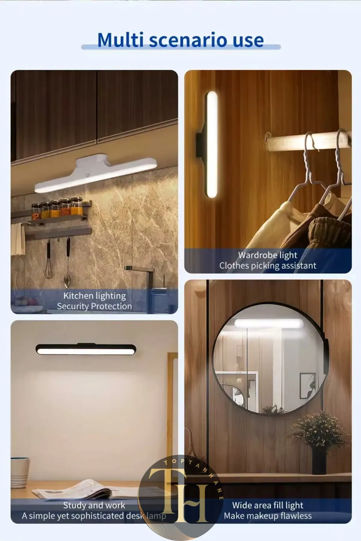 Kablosuz Mıknatıslı Şarjlı Led Işık 3 Farklı Işık Rengi