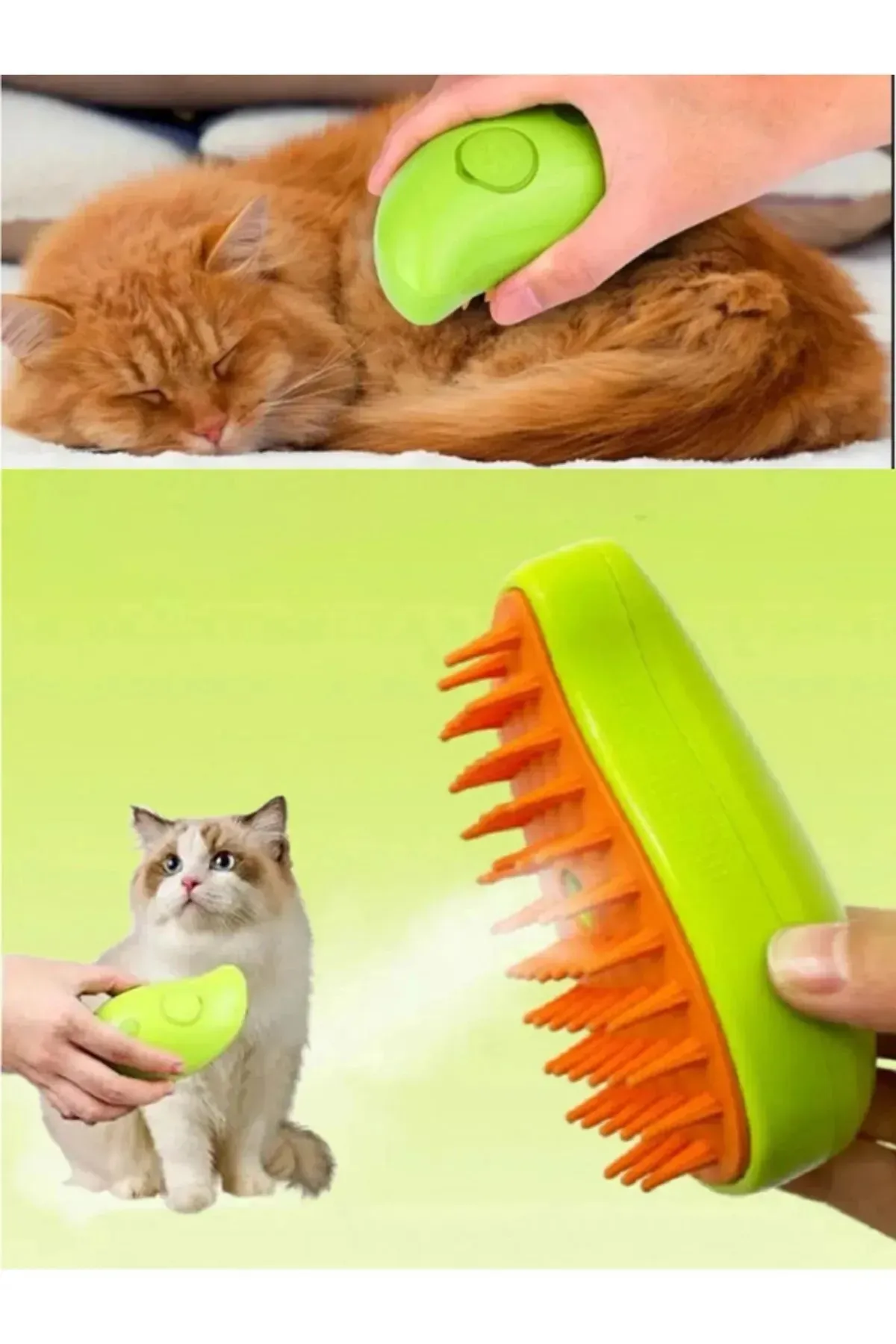 Şarjlı Buharlı Kedi & Köpek Fırçası Tarağı Yumuşak Silikon