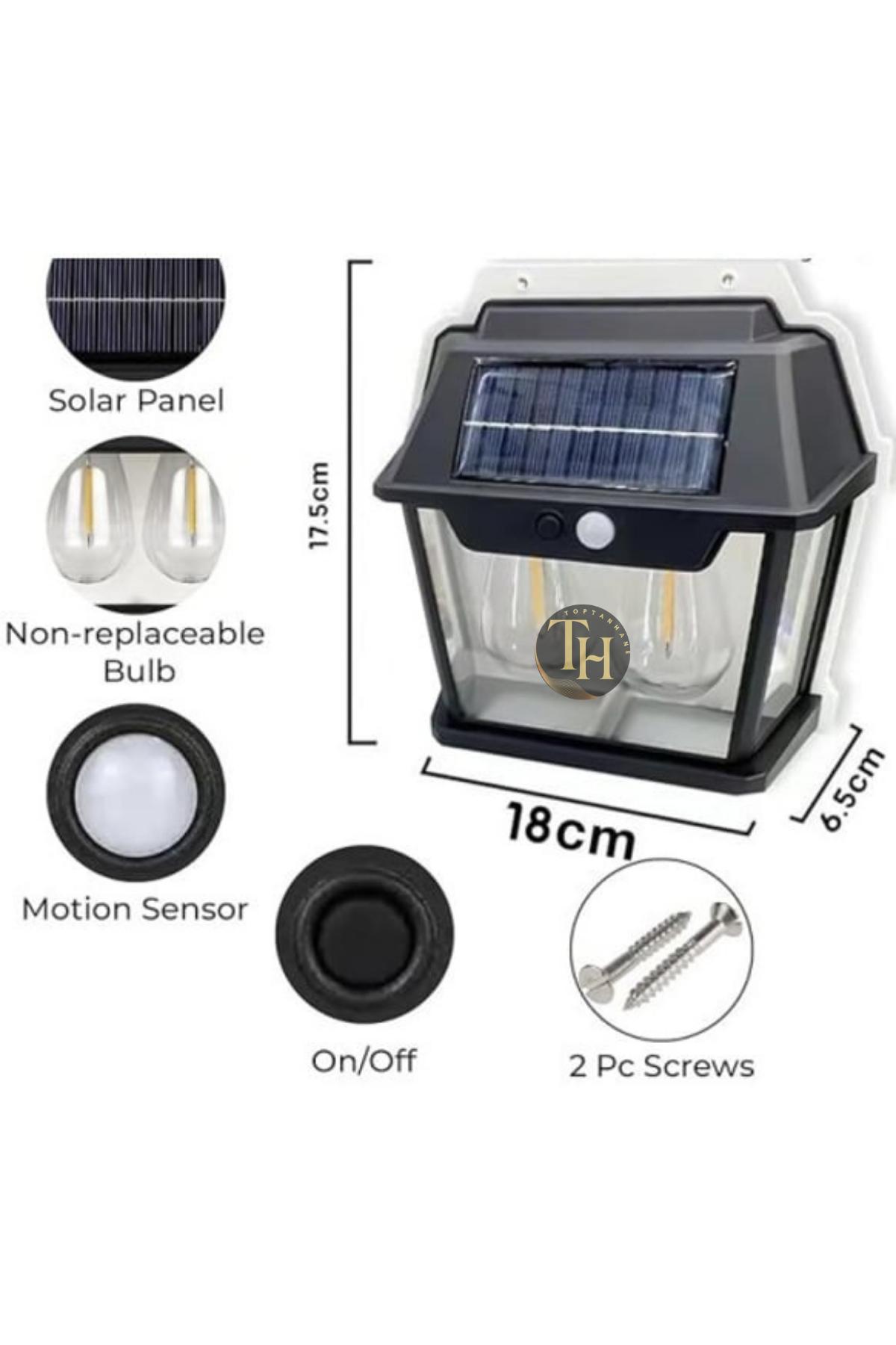 Güneş Enerjili Hareket Sensörlü Çift Ampul Led Dış Mekan Su Geçirmez