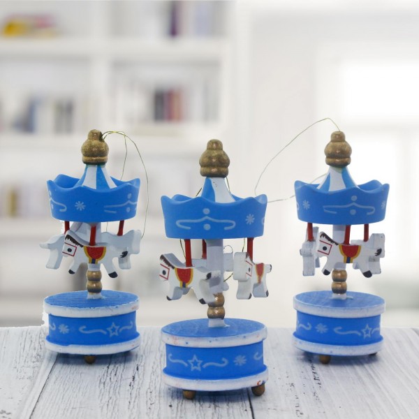 Mini Atlı Karınca Mavi 6lı Set Nostaljik El Yapımı Hediyelik Süs Eşya