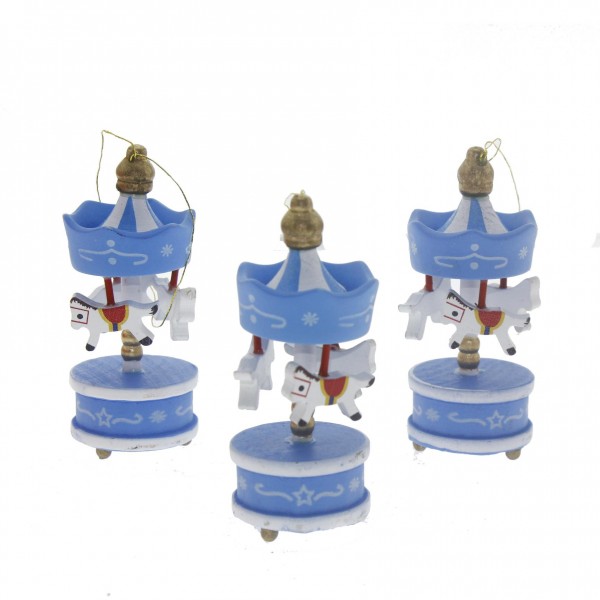 Mini Atlı Karınca Mavi 6lı Set Nostaljik El Yapımı Hediyelik Süs Eşya