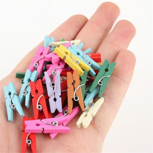 Ahşap Mini Mandal Seti Renkli 100 Adet