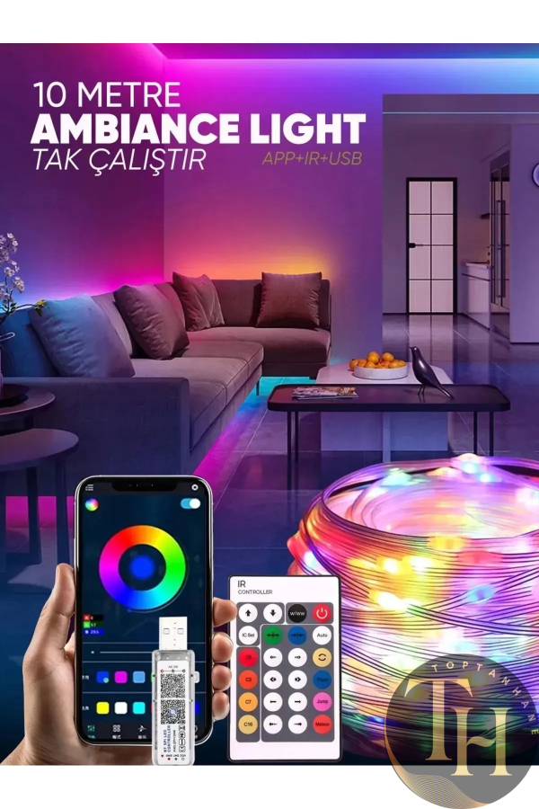 10%20Metre%20Bluetooth%20Telefon%20Kontrollü%20Şerit%20Led%20Sese%20Duyarlı%20Kumandalı%20Su%20Geçirmez%20Led%20Akvaryum%20Işığı