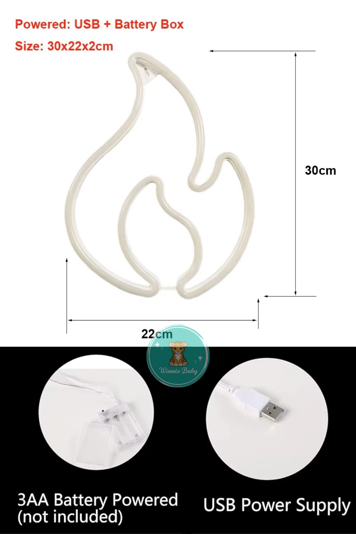Alev Neon Led Duvara Asılabilen Usb’li ve Pilli Lamba Çocuk Odası Gece Lambası Dekoratif Led Işık