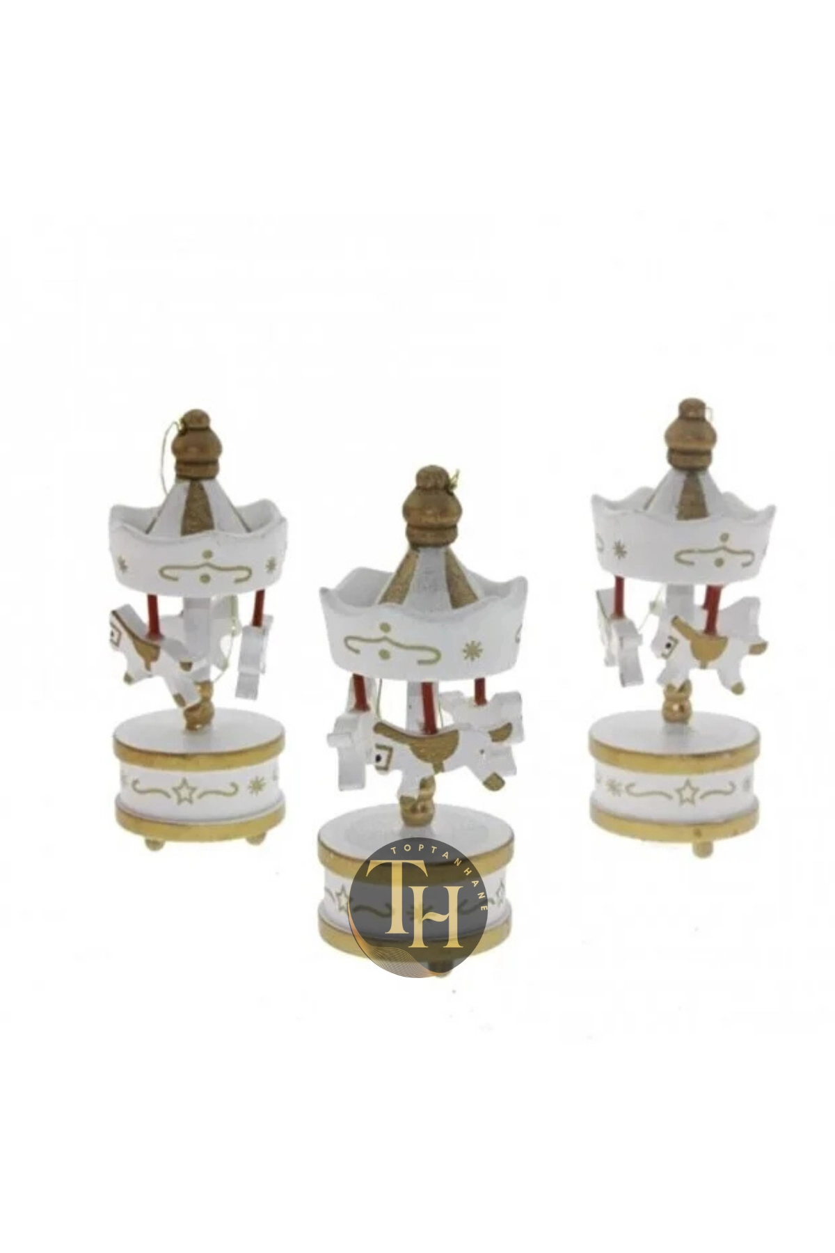 Mini Atlı Karınca Beyaz 6lı Set Nostaljik El Yapımı Hediyelik Süs Eşya