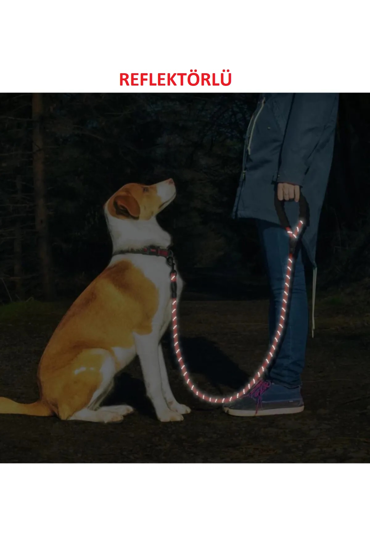 Köpek Gezdirme Halatı Tasma Kayışı Kırmızı Reflektörlü 130 cm