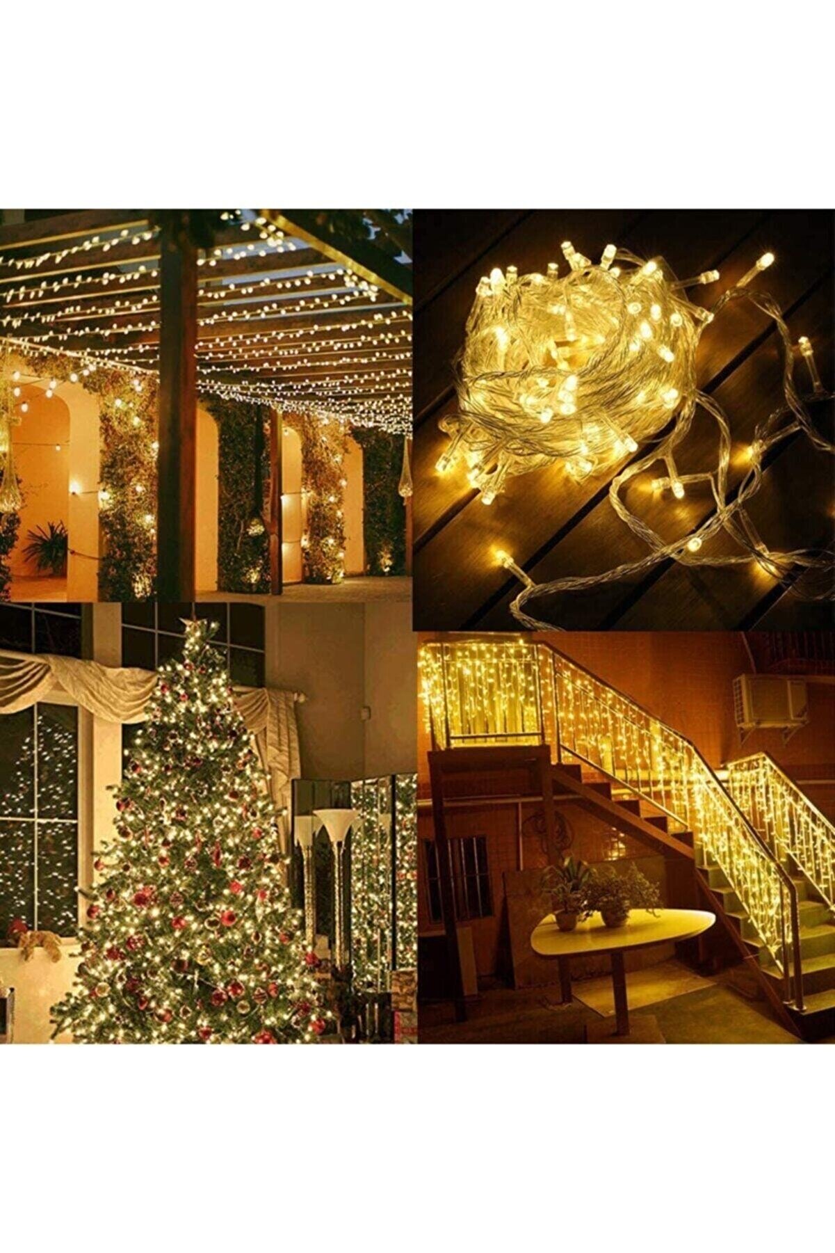 Yılbaşı Işığı 20 Ledli 3 Metre Pilli  Şeffaf Kablolu