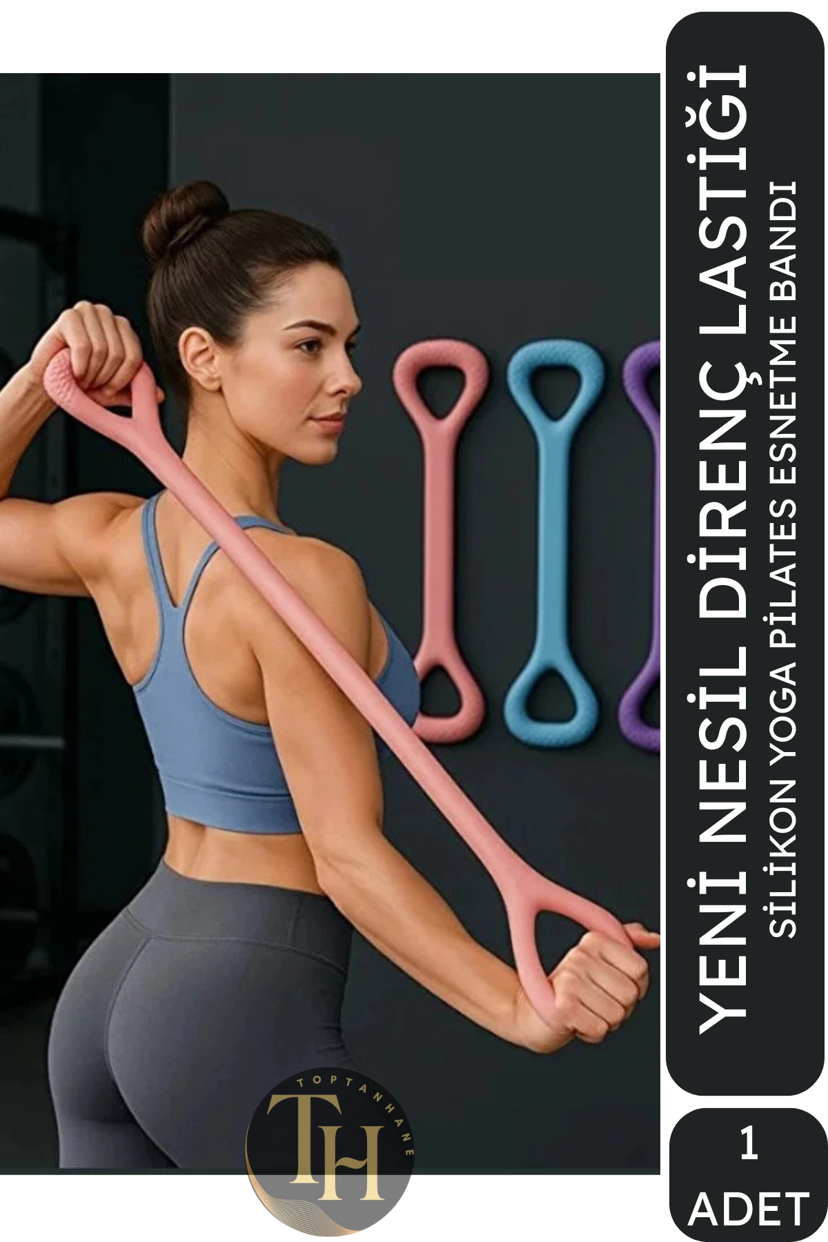 Silikon Yoga Direnç Bandı - Kol, Sırt, Bel İçin Egzersiz ve Esnetme Direnç Lastiği