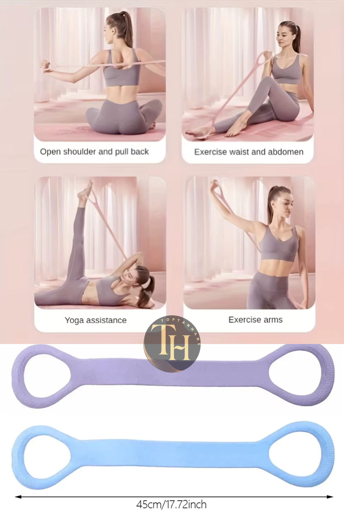 Silikon Yoga Direnç Bandı - Kol, Sırt, Bel İçin Egzersiz ve Esnetme Direnç Lastiği
