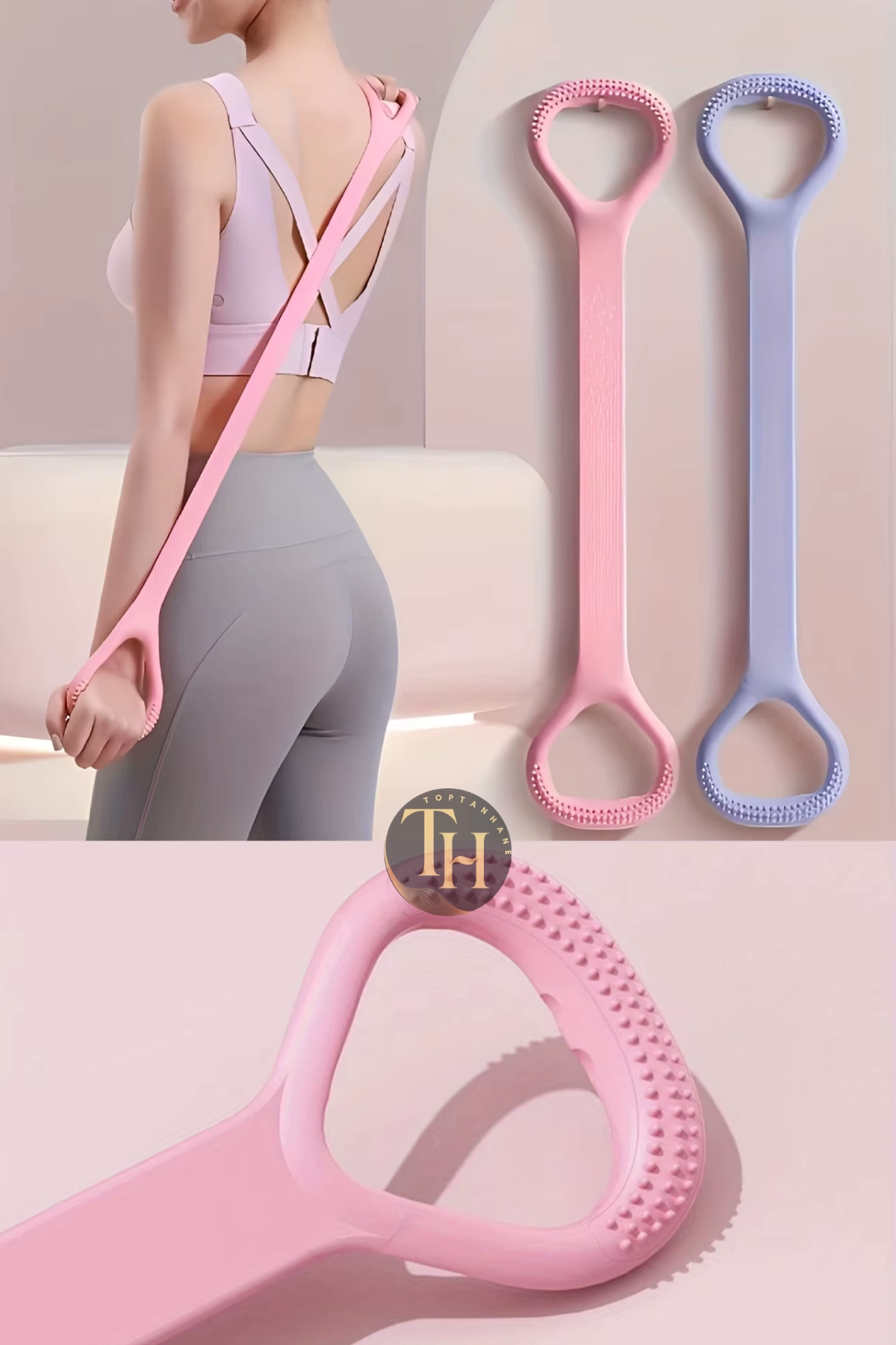 Silikon Yoga Direnç Bandı - Kol, Sırt, Bel İçin Egzersiz ve Esnetme Direnç Lastiği