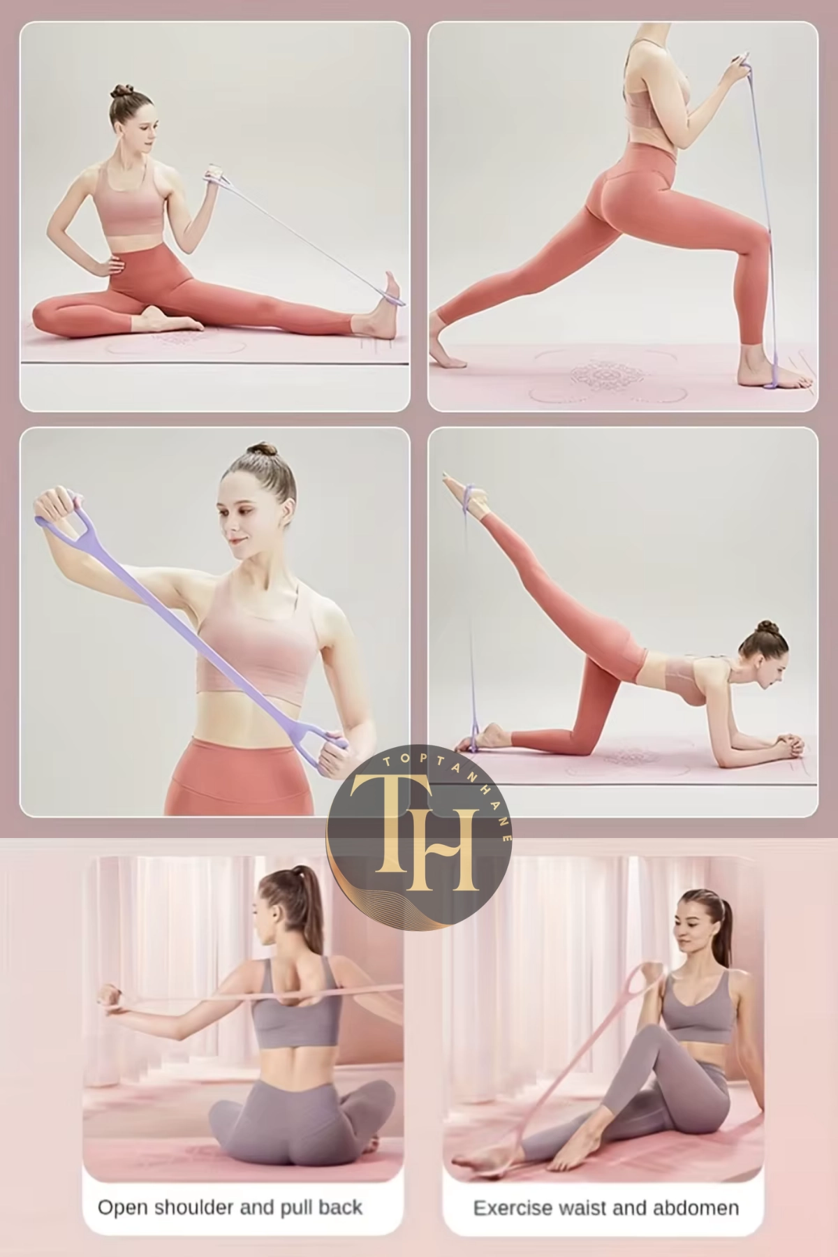 Silikon Yoga Direnç Bandı - Kol, Sırt, Bel İçin Egzersiz ve Esnetme Direnç Lastiği