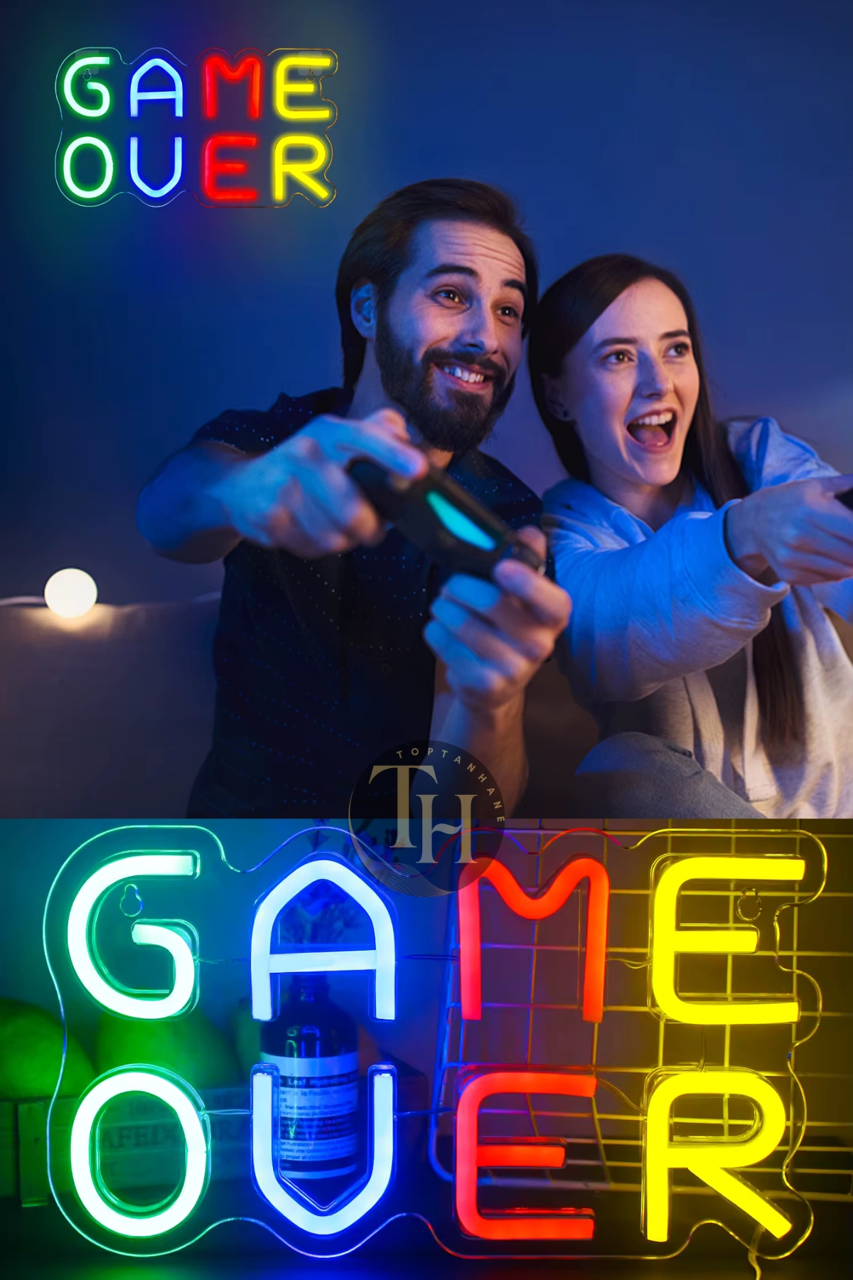Game Over Yazılı Neon Led Işık Oyun Odası Aydınlatma Ev Ofis Dekorasyon Gece Lambası Neon Led Pano