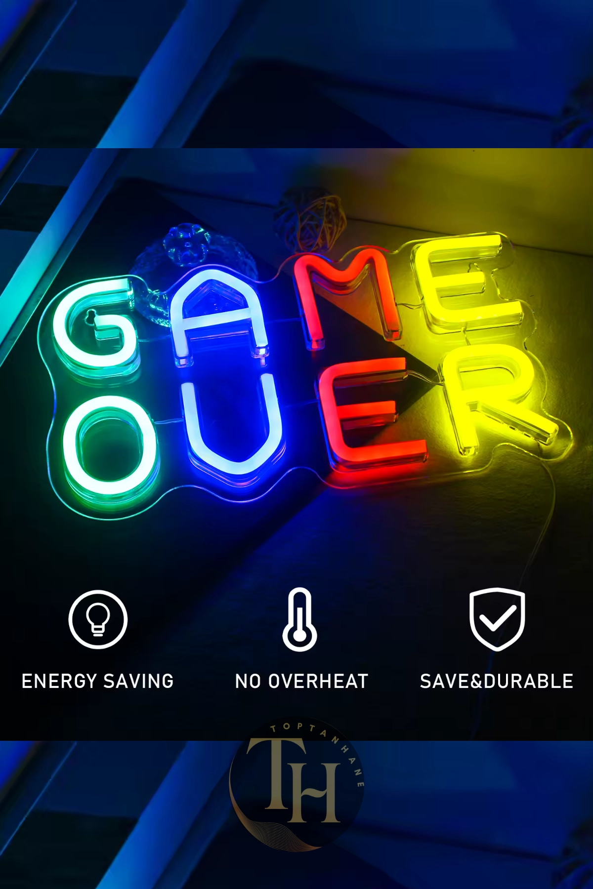 Game Over Yazılı Neon Led Işık Oyun Odası Aydınlatma Ev Ofis Dekorasyon Gece Lambası Neon Led Pano