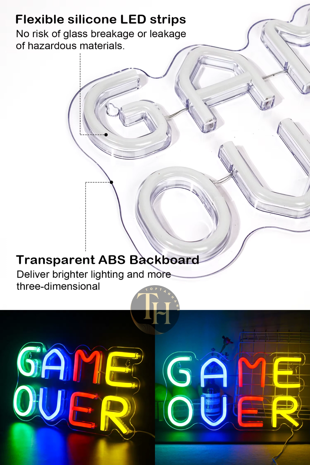Game Over Yazılı Neon Led Işık Oyun Odası Aydınlatma Ev Ofis Dekorasyon Gece Lambası Neon Led Pano