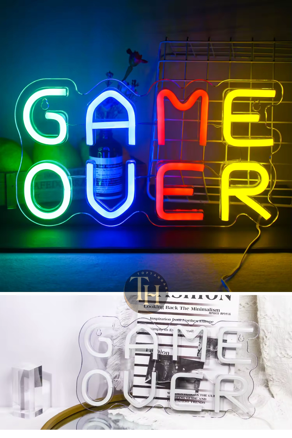 Game Over Yazılı Neon Led Işık Oyun Odası Aydınlatma Ev Ofis Dekorasyon Gece Lambası Neon Led Pano