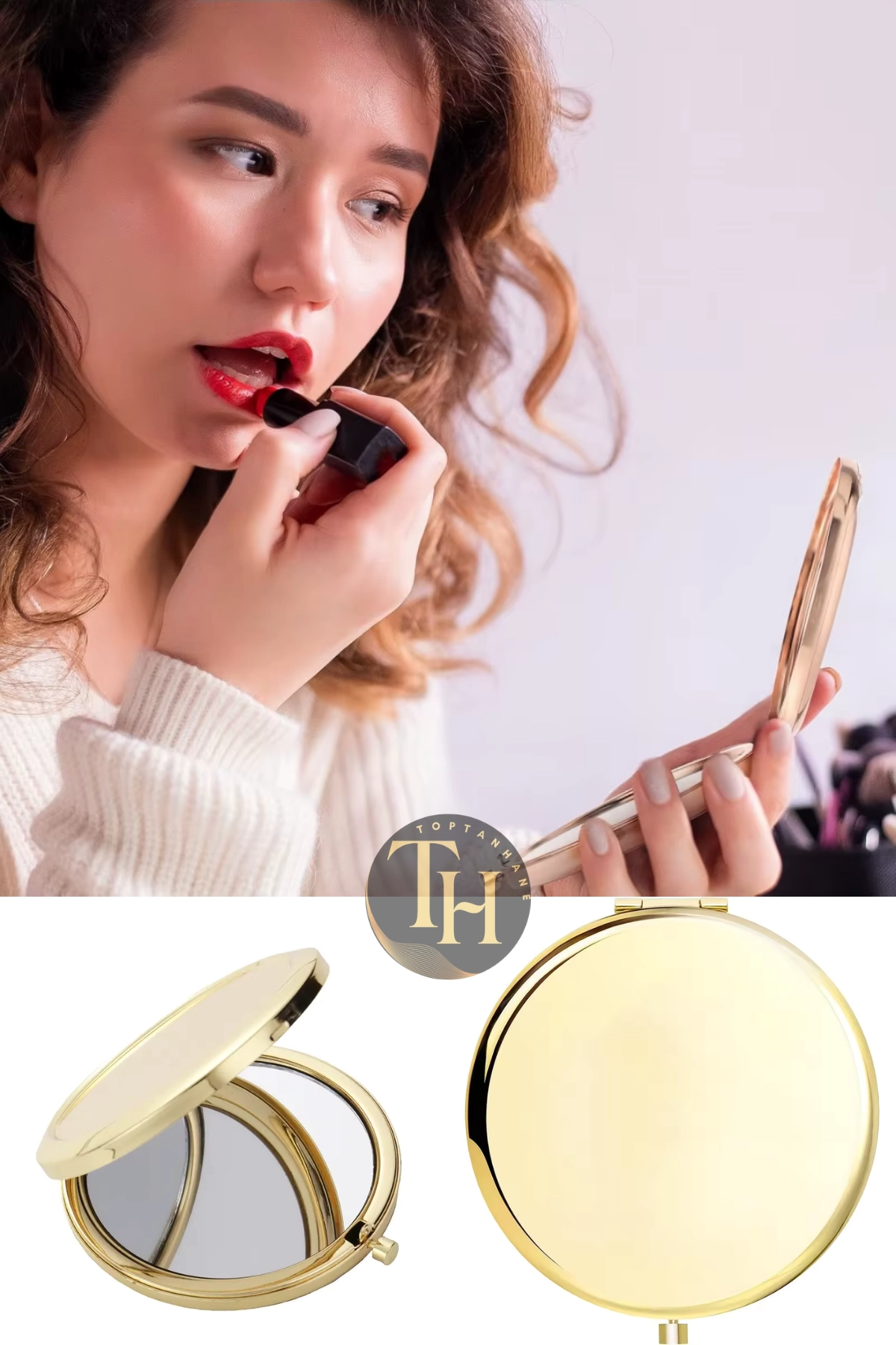Çanta içi Gold Cep Makyaj Aynası Hediyelik