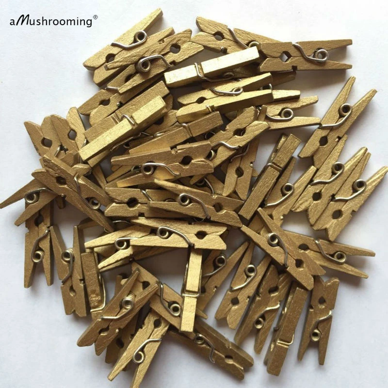Ahşap Mini Mandal Seti Gold 100 Adet