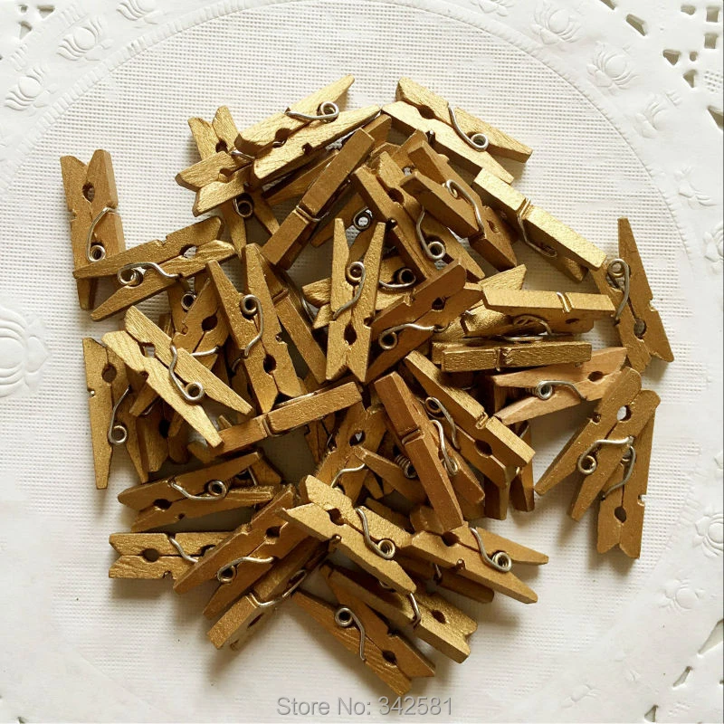 Ahşap Mini Mandal Seti Gold 100 Adet