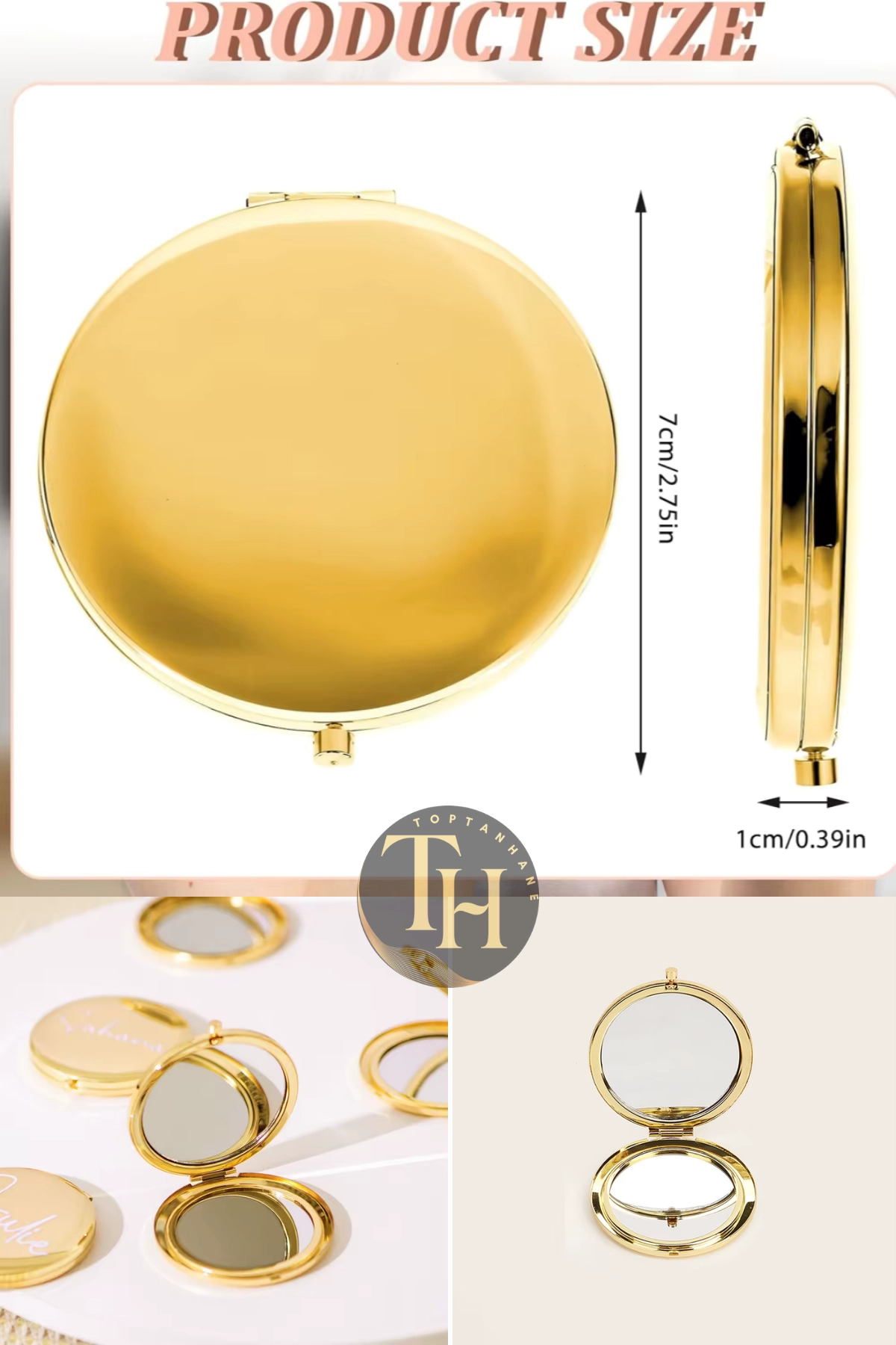 Çanta içi Gold Cep Makyaj Aynası Hediyelik