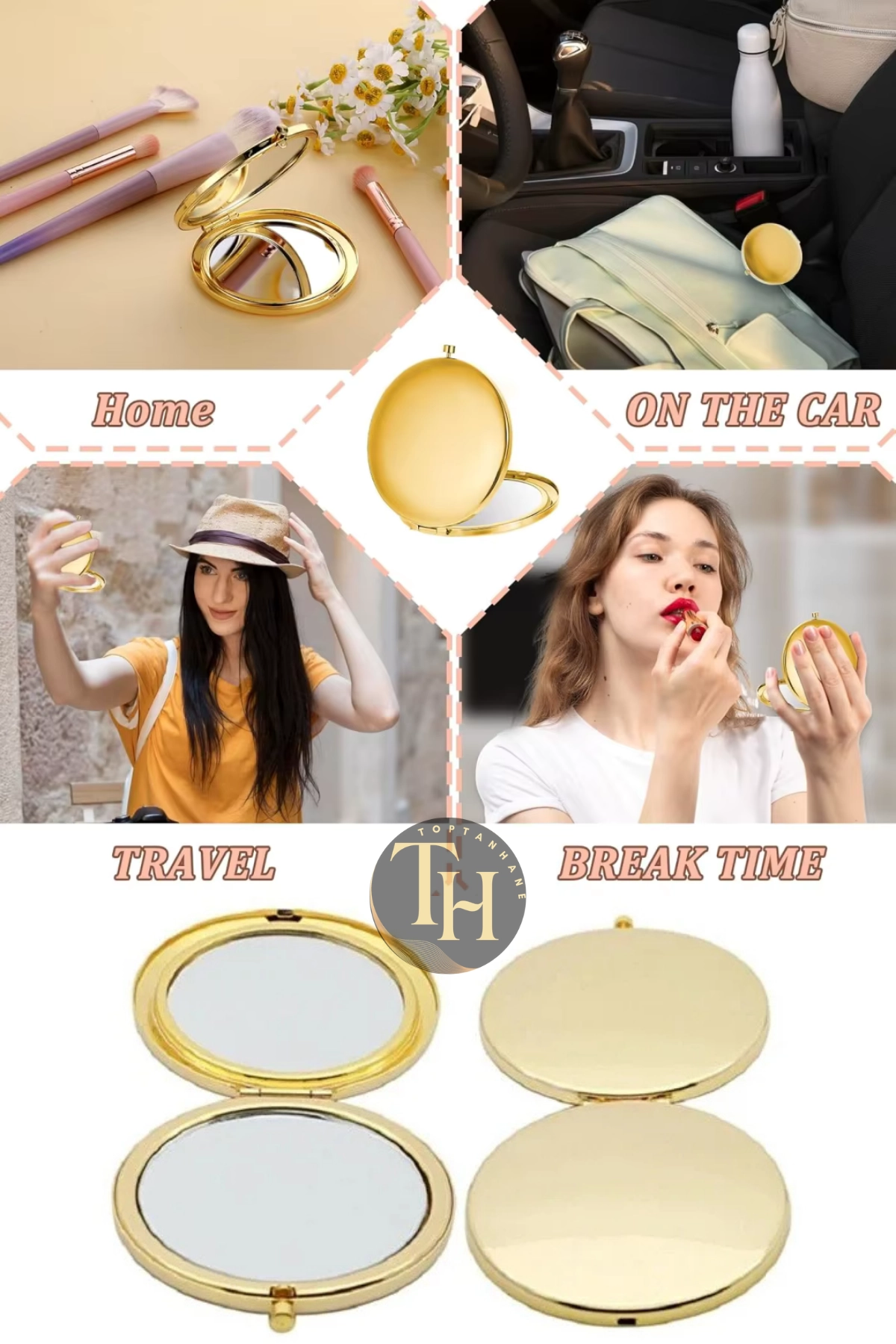 Çanta içi Gold Cep Makyaj Aynası Hediyelik