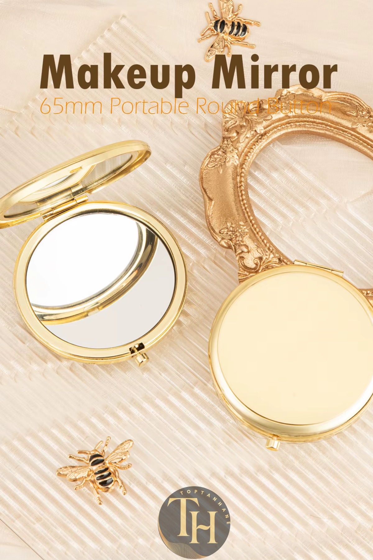 Çanta içi Gold Cep Makyaj Aynası Hediyelik