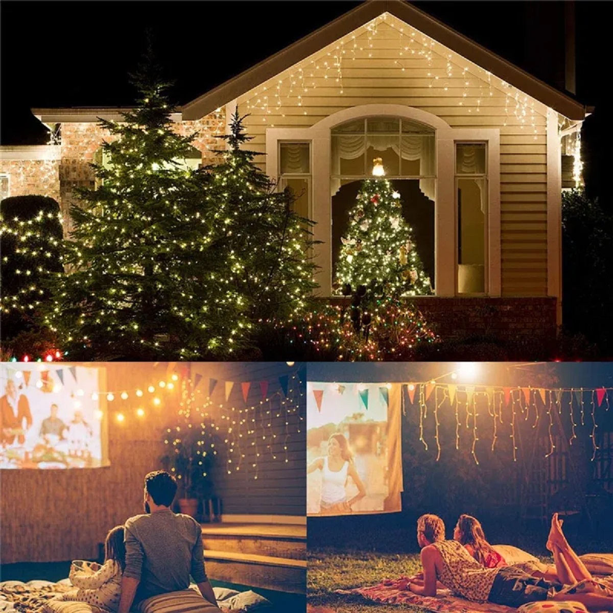4 Metre Saçak Led Fişli 16 Saçaklı İp Perde Led