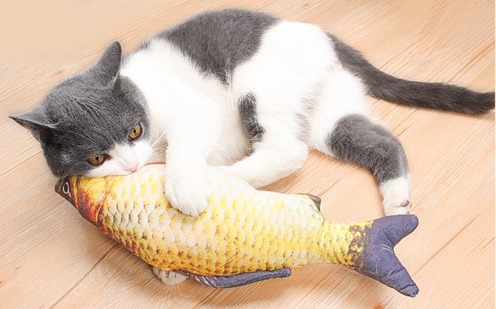 Kedi Oyuncağı Hareketli Peluş Balık USB Şarjlı