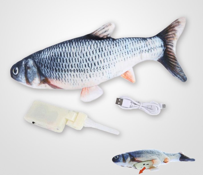 Kedi Oyuncağı Hareketli Peluş Balık USB Şarjlı