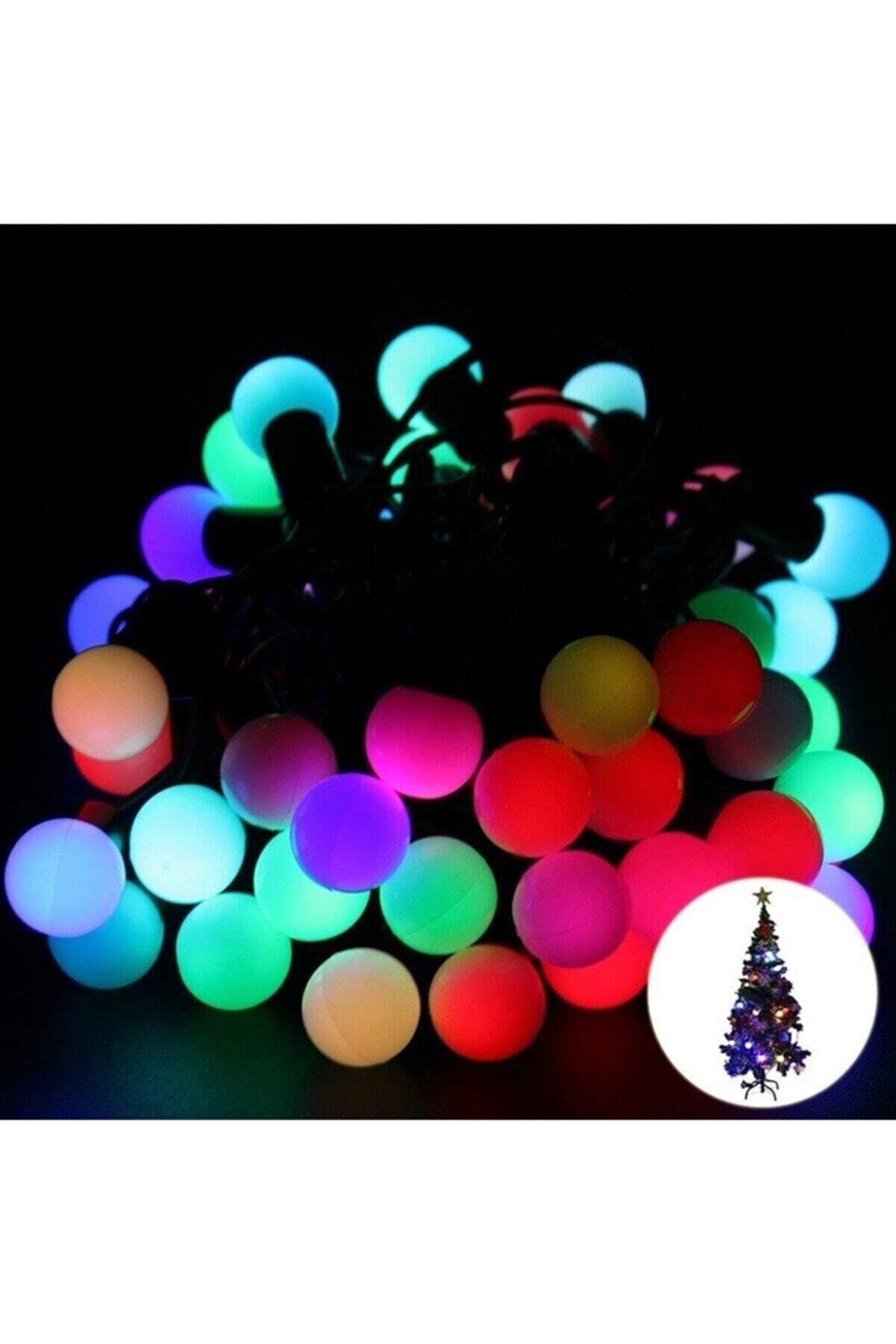 Boncuk Top Led Işık Rgb Fişli Yanıp Sönen 5 Metre 28 Top