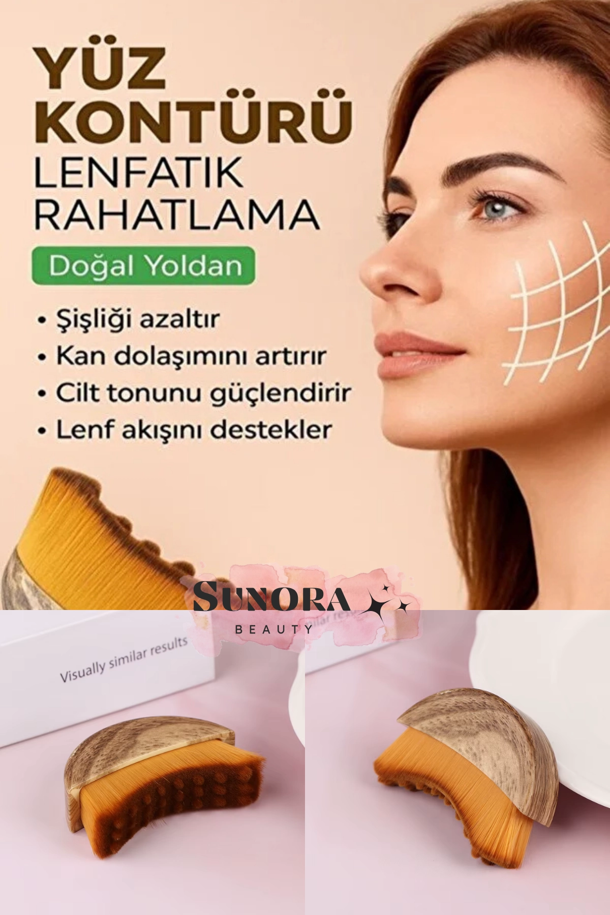 Lenf Drenaj ve Çene Şekillendirme Fırçası - Gıdı Toparlayıcı Masaj Aleti Kutulu Yumuşak Fırça