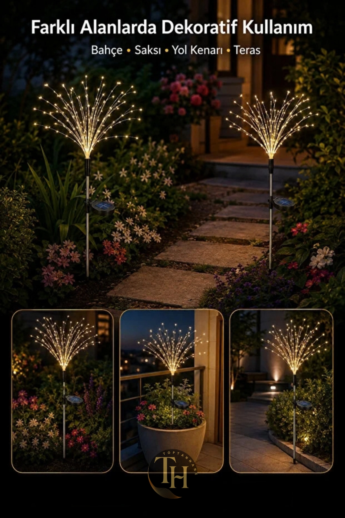 2 Adet Güneş Enerjili Karahindiba Bahçe Aydınlatması 120 Led Lotus Çiçeği Günışığı Dekorasyon Işığı