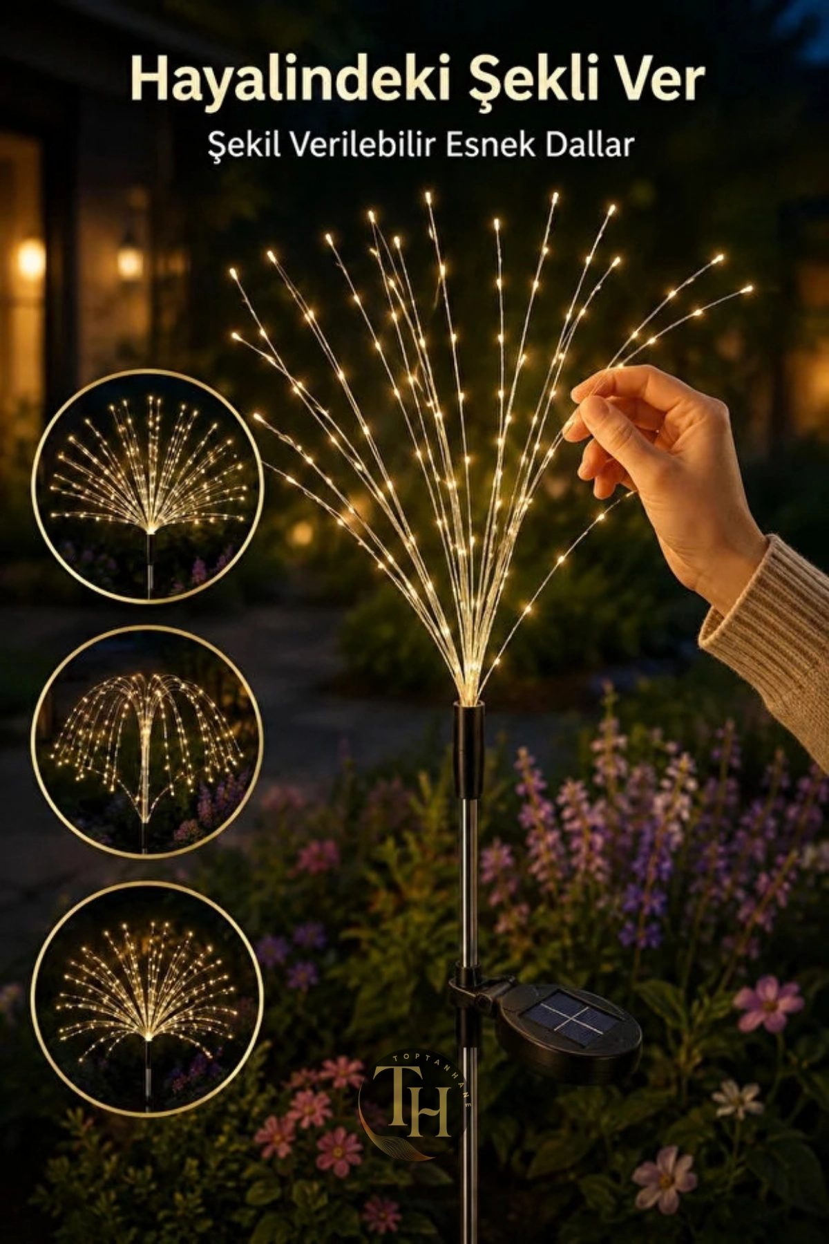 2 Adet Güneş Enerjili Karahindiba Bahçe Aydınlatması 120 Led Lotus Çiçeği Günışığı Dekorasyon Işığı