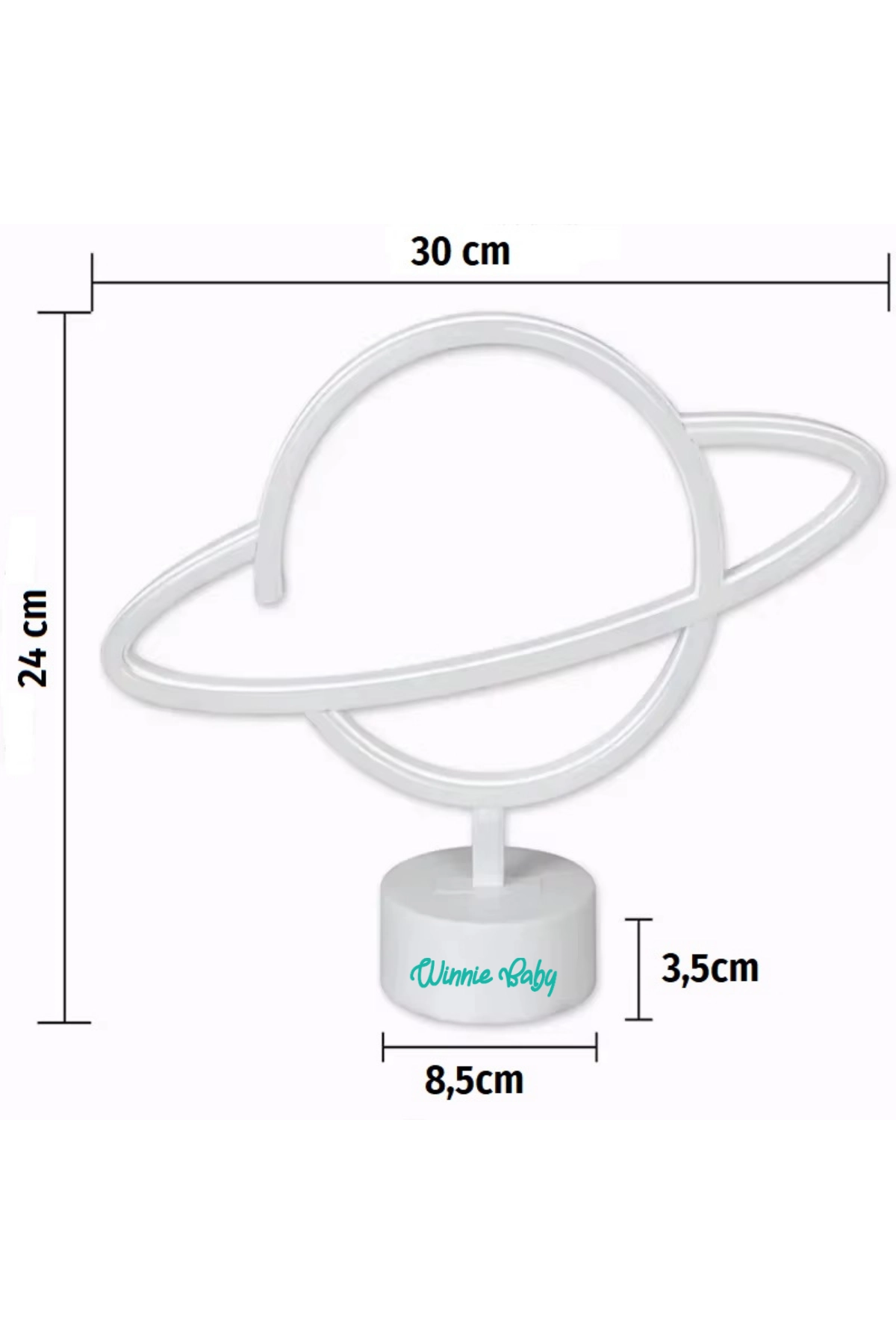 Satürn Gezegen Neon Led - Usb’li ve Pilli Masa Lambası Çocuk Odası Gece Lambası Dekoratif Led Işık