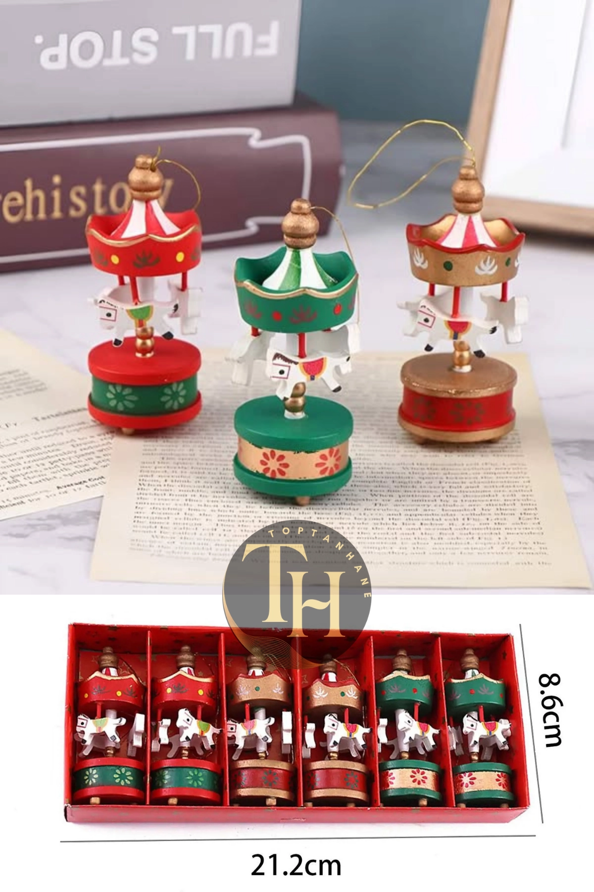 Mini Atlı Karınca Noel Renkli 6lı Set Nostaljik El Yapımı Hediyelik Süs Eşya