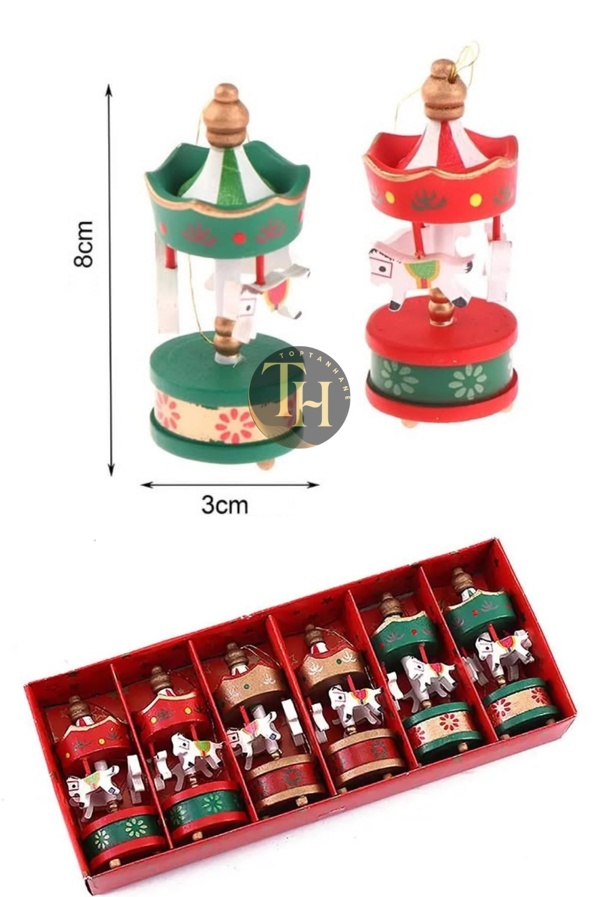 Mini Atlı Karınca Noel Renkli 6lı Set Nostaljik El Yapımı Hediyelik Süs Eşya