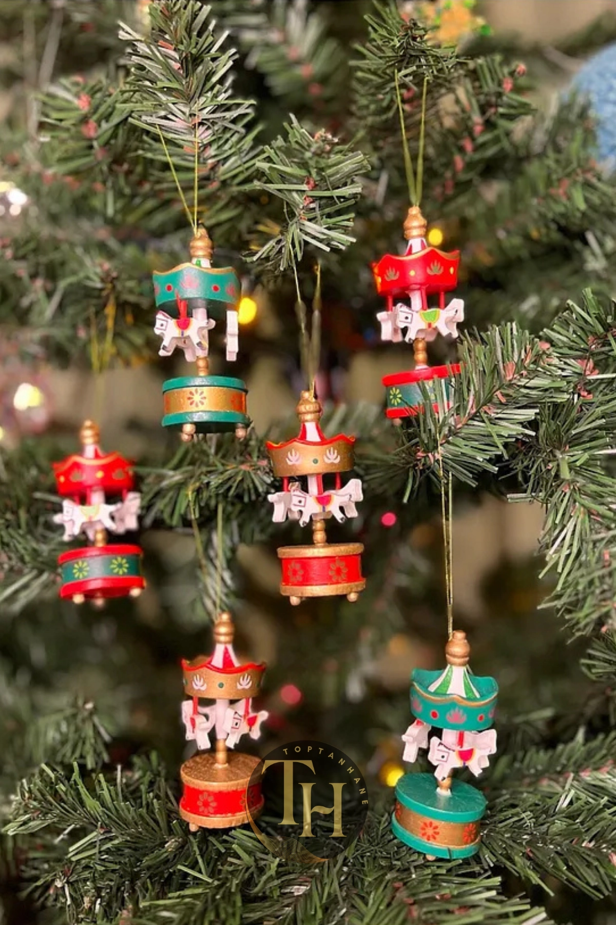 Mini Atlı Karınca Noel Renkli 6lı Set Nostaljik El Yapımı Hediyelik Süs Eşya