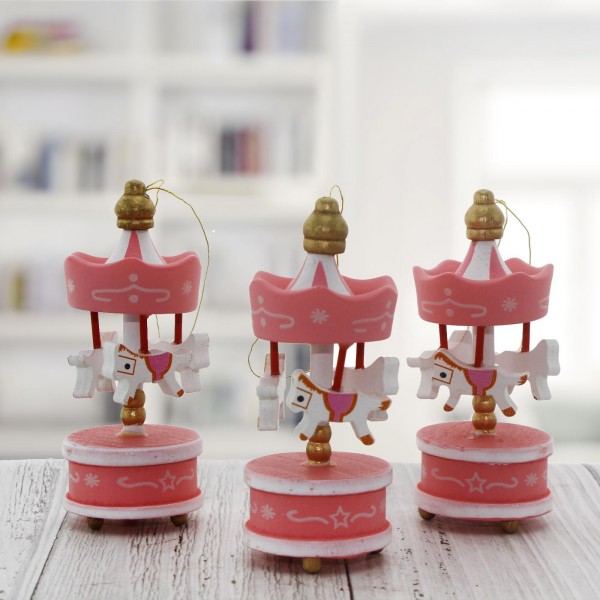 Mini Atlı Karınca Pembe 6lı Set Nostaljik El Yapımı Hediyelik Süs Eşya