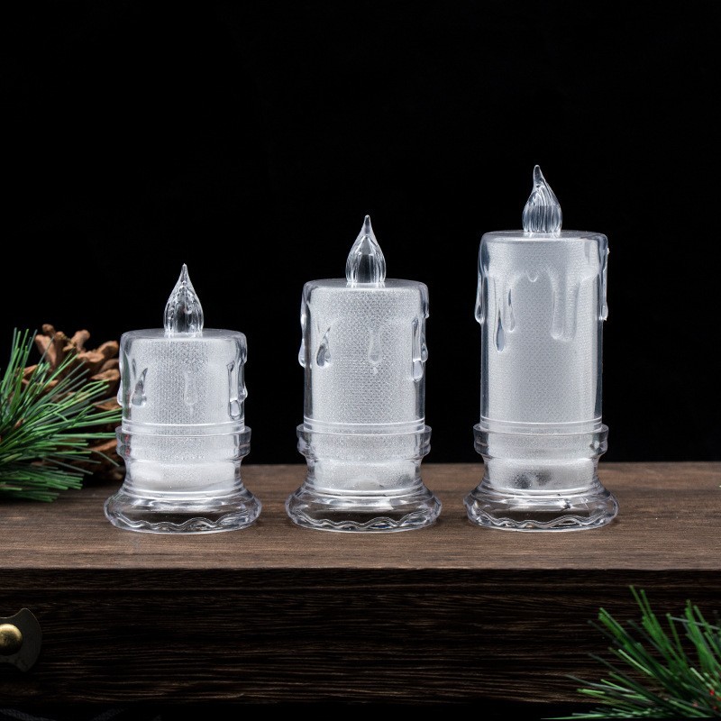 Alevli Kristal Erimiş Görünümlü Ayaklı Led Mum 7 Cm